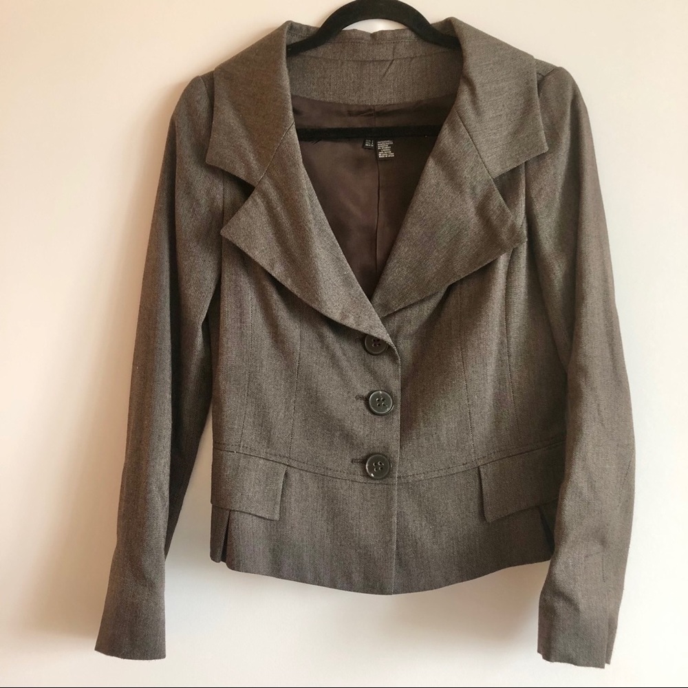 ZARA PANT SUIT - BROWN WEAVE PEPLUM BLAZER and PANTS